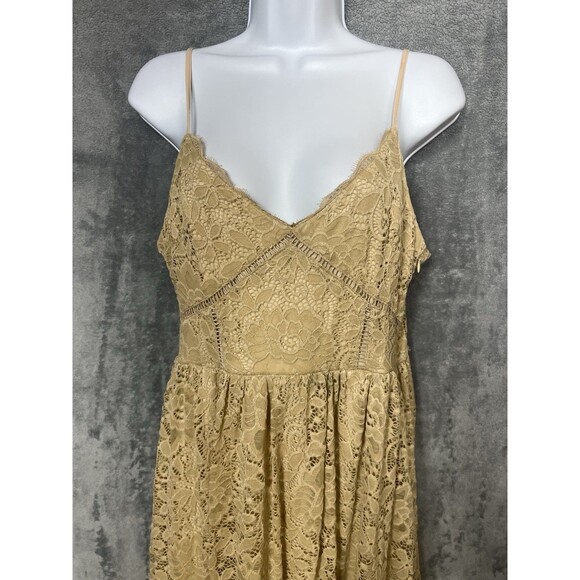 NSR Beige Lace Crochet Trim Midi Dress L - Picture 7 of 16